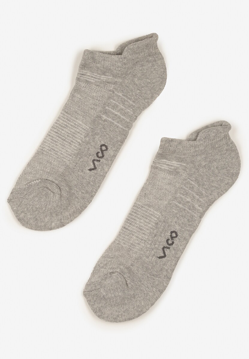 Jasnoszare Skarpety z Bawełny Typu Stopki z Napisem Marianis