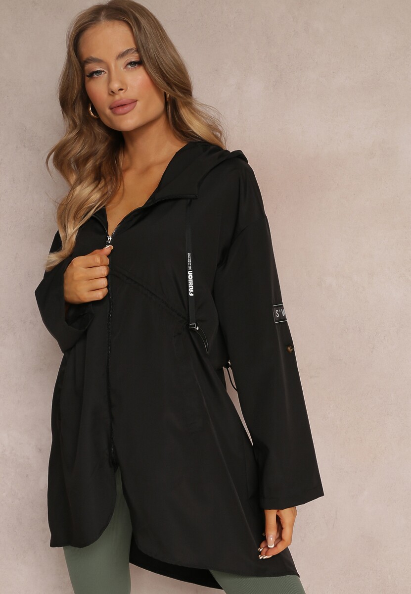 Czarna Kurtka Oversize Wiatrówka Ceshela