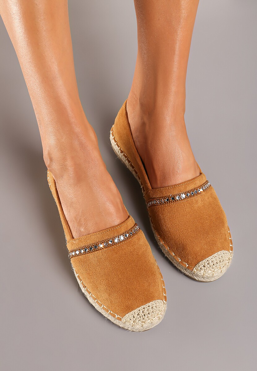 Brązowe Espadryle z Plecionym Noskiem i Podeszwą Effielle