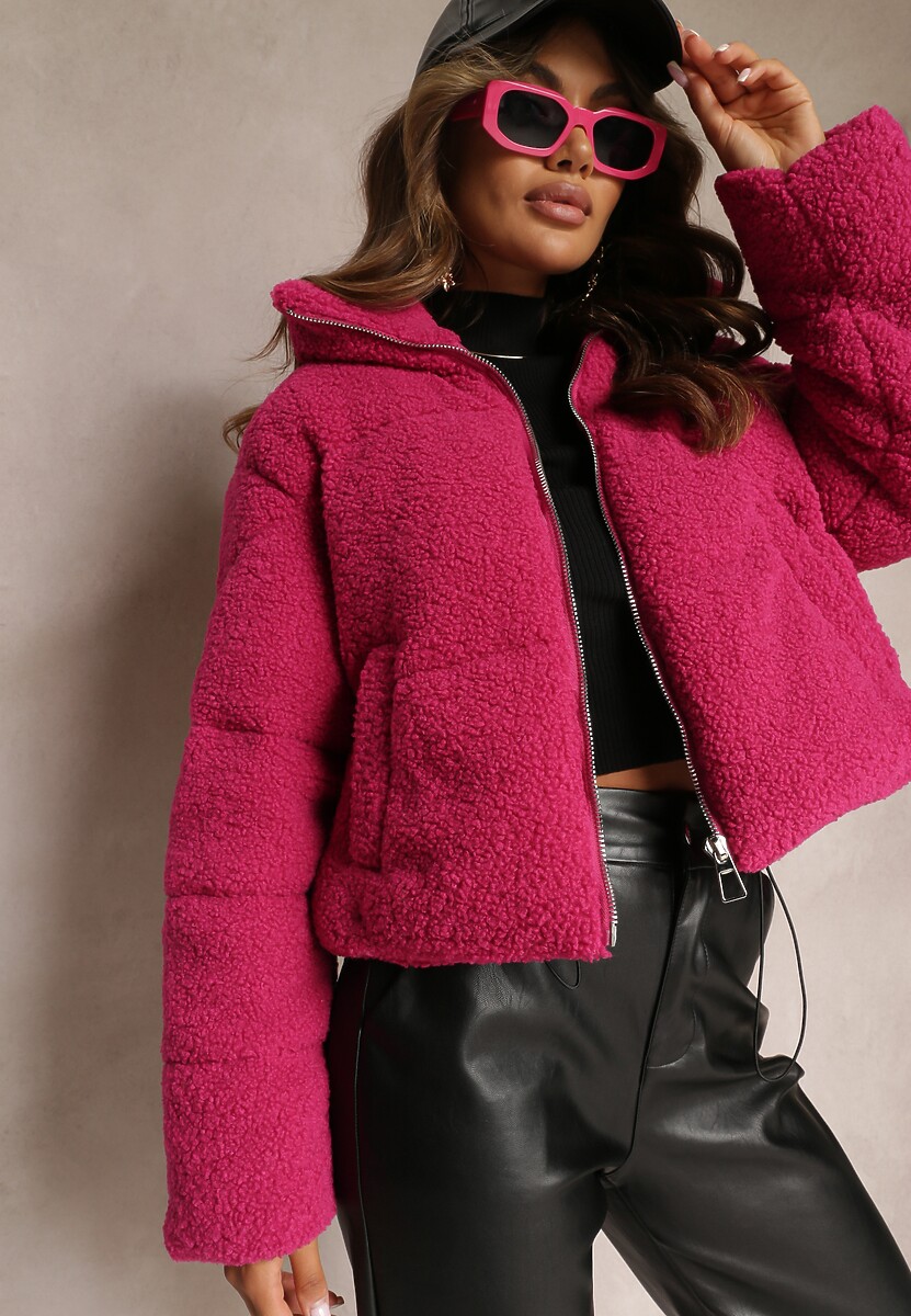 Zielona Kurtka Futerko Teddy Voicha