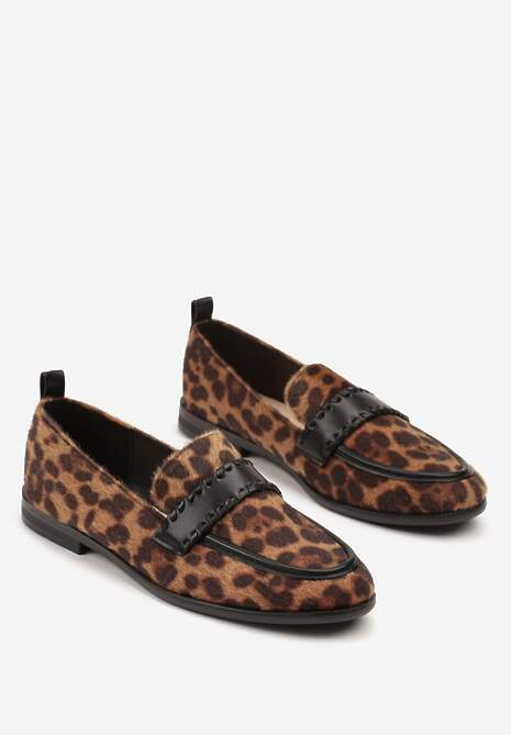 Panterkowe Mokasyny Vices z Wkładką ze Skóry Naturalnej i Paskiem z Przeszyciami Fonarrie