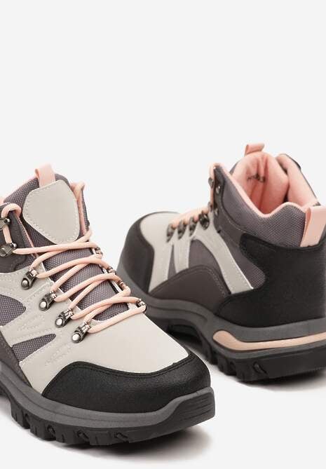 Szare Buty Trekkingowe Trapery Vices z Geometrycznym Wzorem Norrive