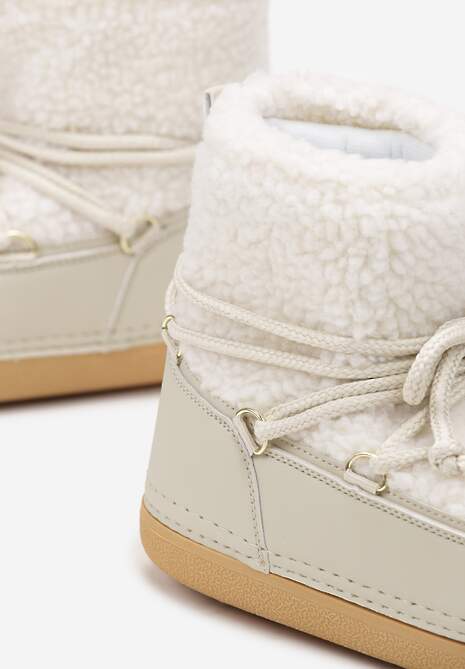 Beżowe Śniegowce z Futerkiem i Wiązaniem Eorlia