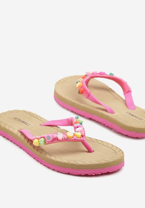 Fuksjowe Japonki na Tłoczonej Podeszwie z Pianki Zdobione Aplikacjami Lorlevi