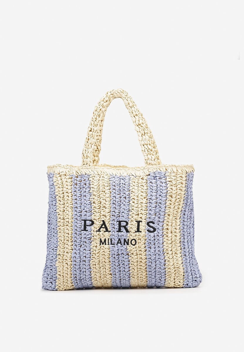 Niebieska Plażowa Torebka Shopperka Ozdobiona Napisem Navale