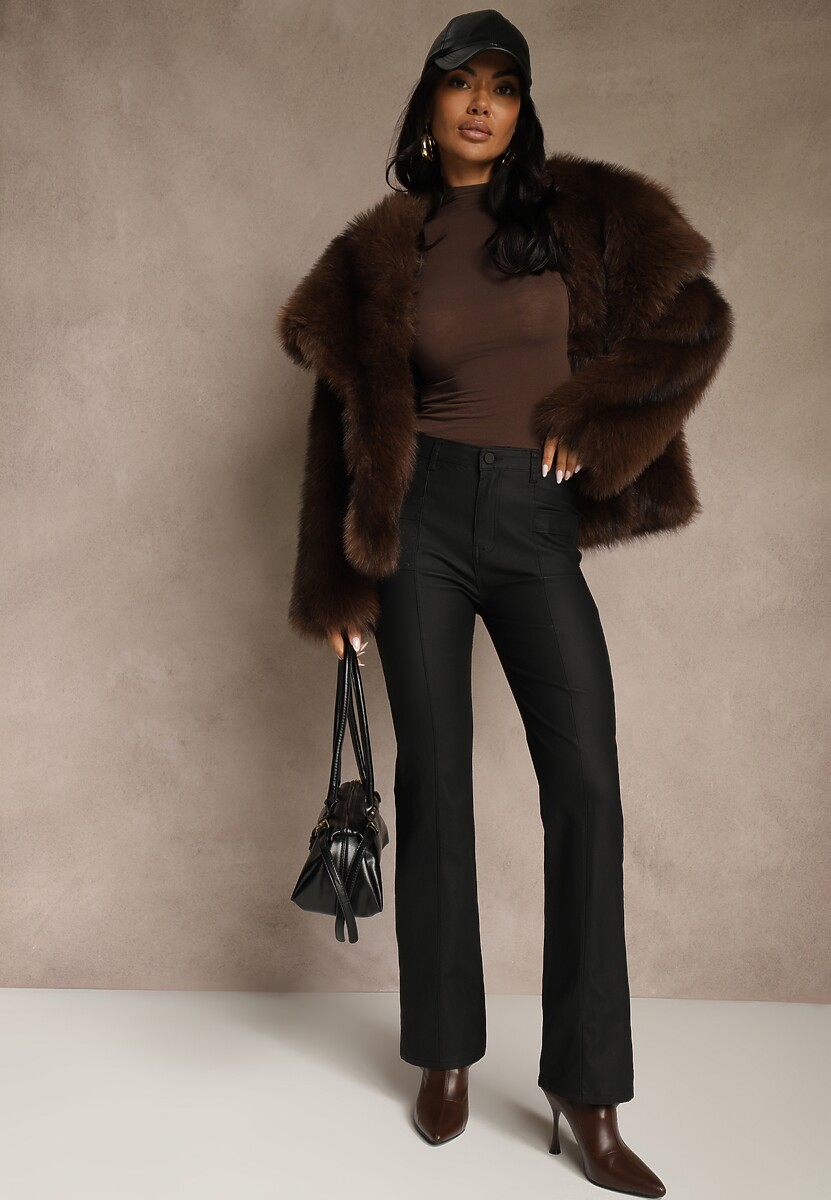 Czarne Spodnie Dzwony High Waist Eliov