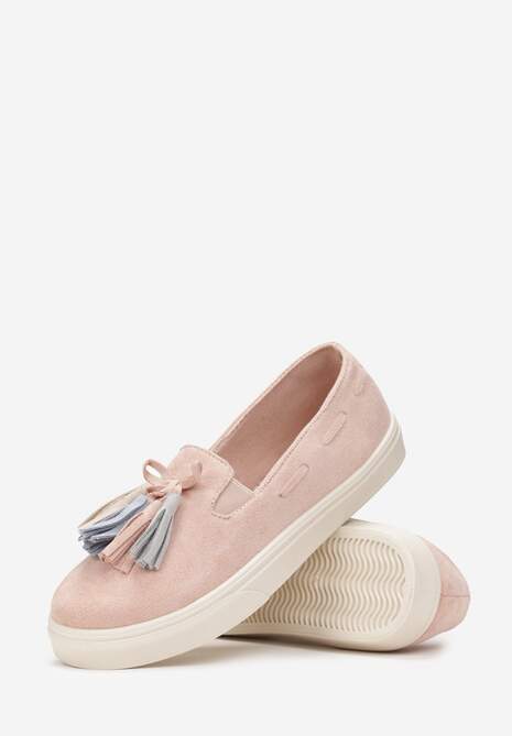 Różowe Półbuty z Chwostami na Grubej Podeszwie Melana