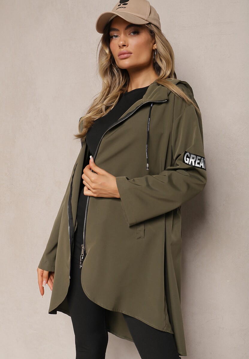 Ciemnozielona Kurtka Wiatrówka Oversize Palishe