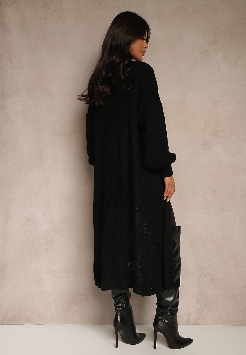 Czarny Długi Kardigan Oversize Angellona
