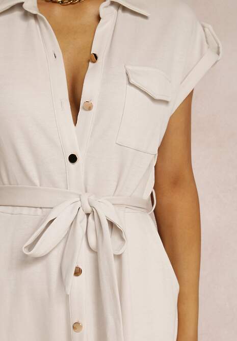 Jasnobeżowa Sukienka Koszulowa Eiditrite