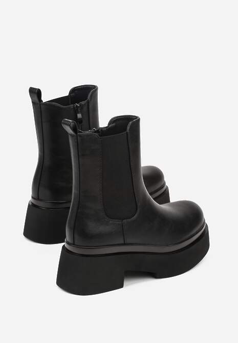 Czarne Botki Sztyblety na Platformie Tevirka