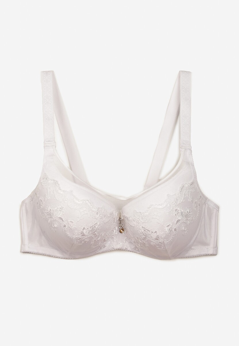 Biały Elegancki Biustonosz Push Up z Odpinanymi Ramiączkami Ursa