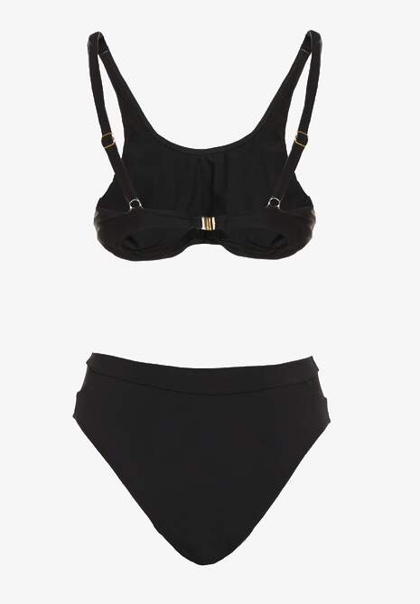 Czarne Bikini Biustonosz i Majtki Typu Figi Zdobione Siateczką Natelina