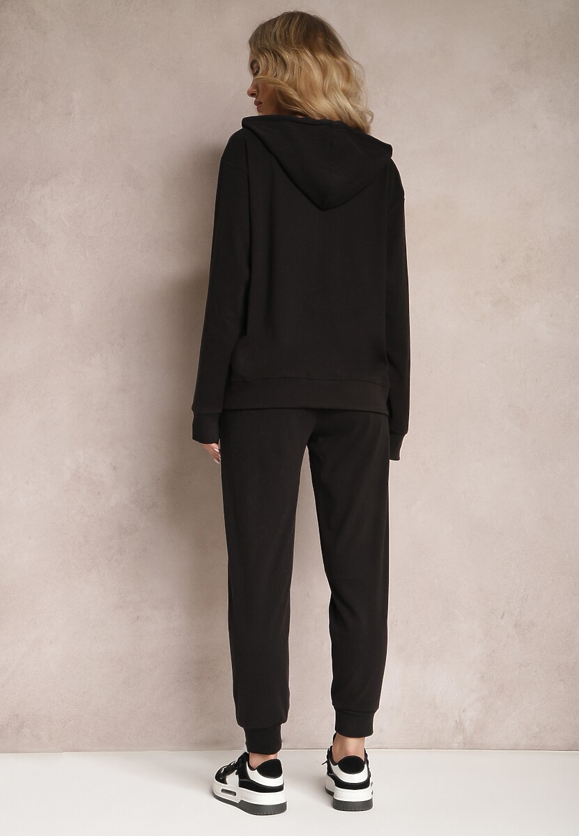 Czarny Komplet Dresowy 2-częściowy z Bluzą i Spodniami Seraphira