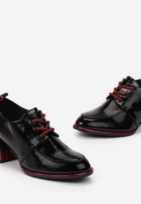 Czarne Lakierowane Półbuty Loafersy z Obcasem Ombre Fanirba