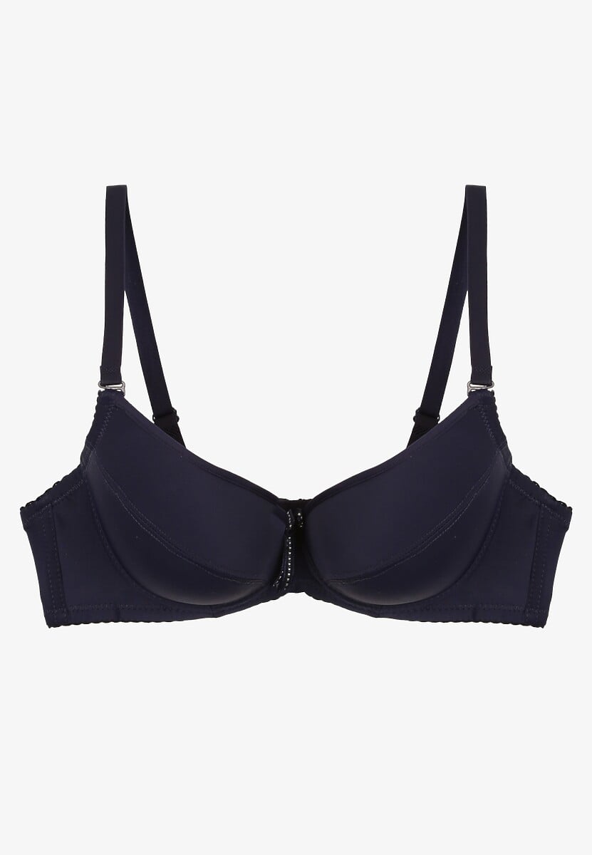 Granatowy Biustonosz z Odpinanymi Ramiączkami Full Cup Aristea