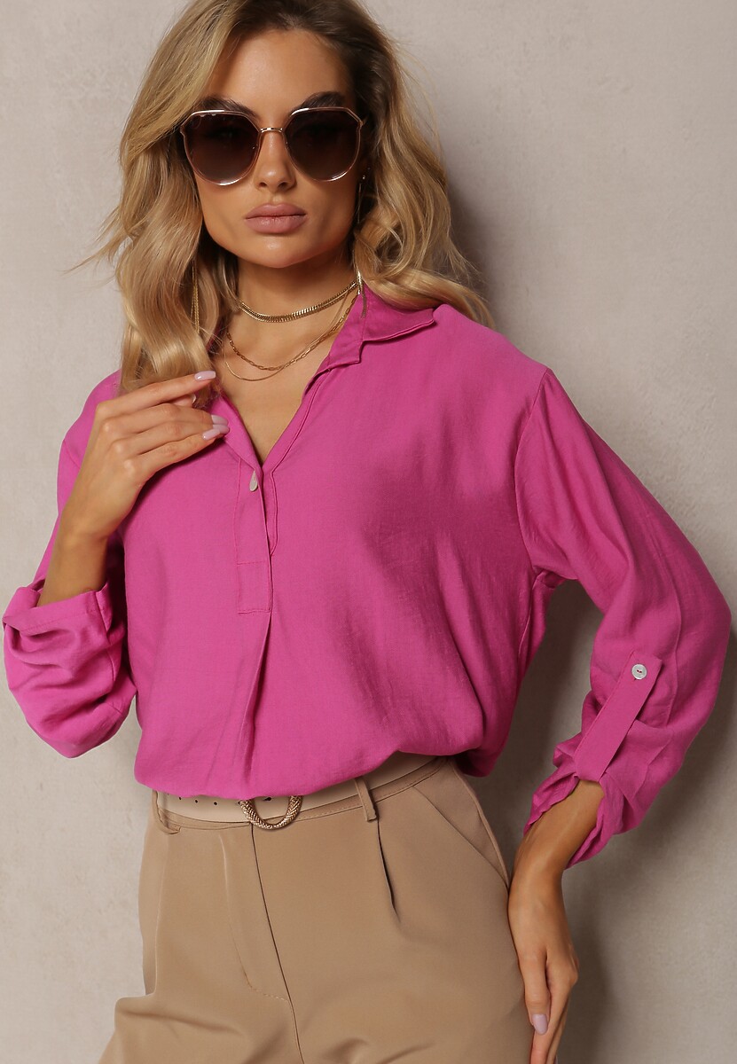 Biała Bluzka z Wiskozy w Stylu Koszuli Zapinana na Guziki Aviessa