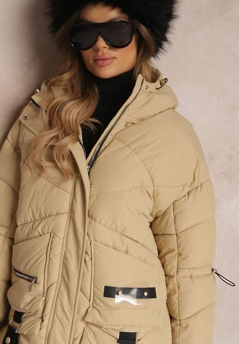 Beżowa Kurtka Pikowana Kagia