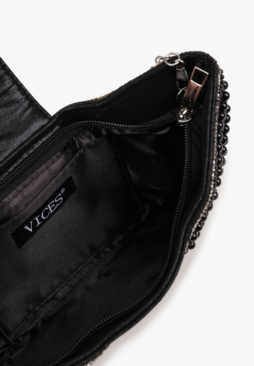 Czarna Wieczorowa Torebka Vices w Kształcie Kokardy z Odpinanym Łańcuszkiem Istte