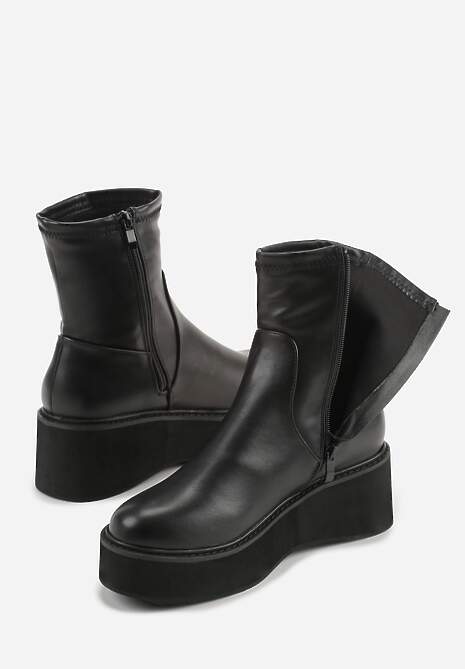 Czarne Botki Vices na Platformie w Stylu Cyber Rivitte