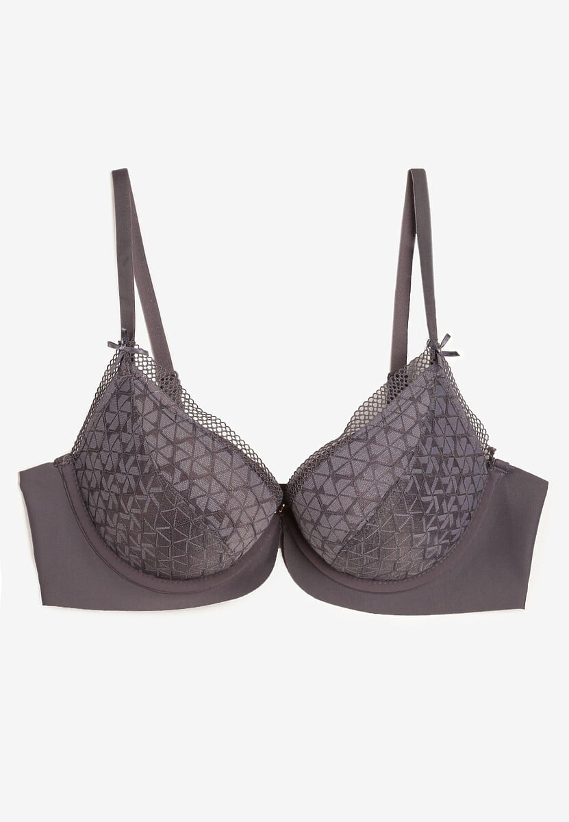 Ciemnoszary Biustonosz z Drobną Zawieszką Ecrulia