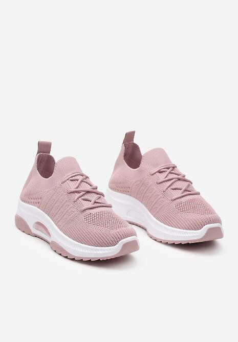 Różowe Wsuwane Buty Sportowe w Skarpetkowym Stylu z Ozdobną Podeszwą Moonlise