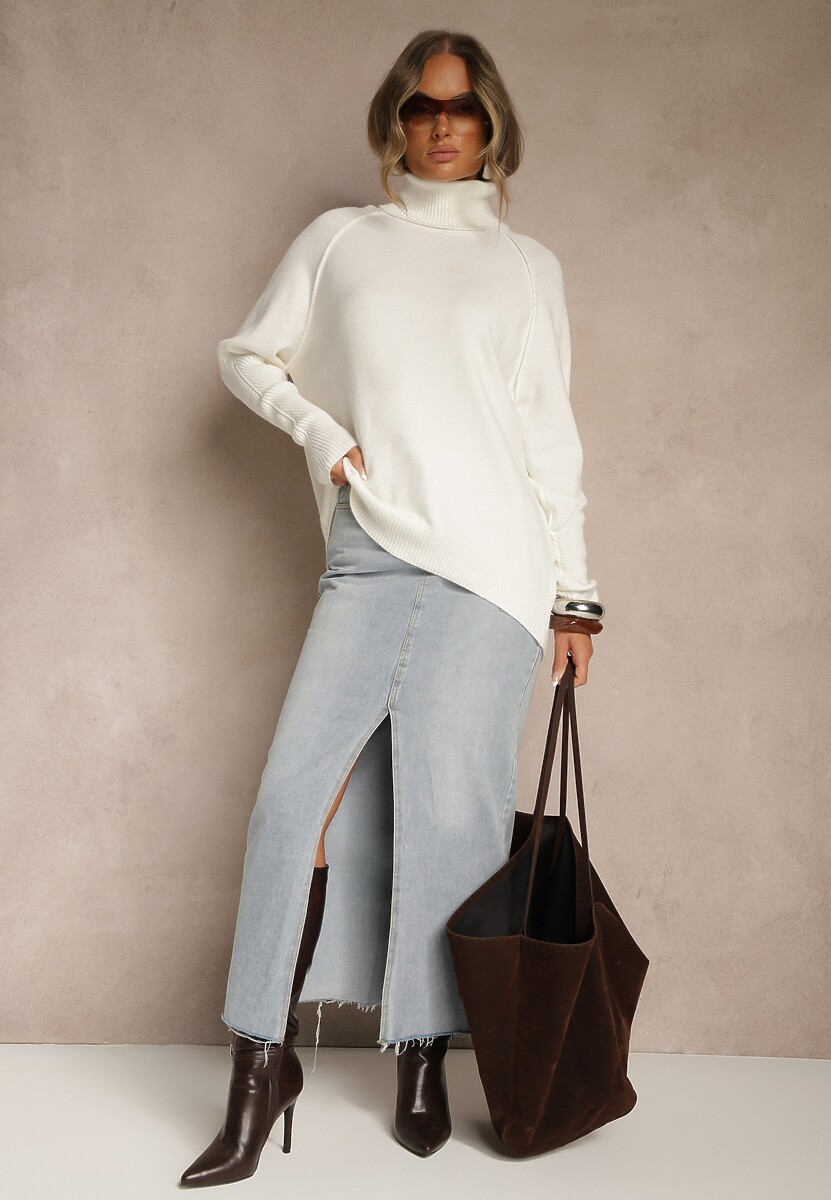 Biały Golf z Domieszką Kaszmiru o Prostym Kroju Zoirsova