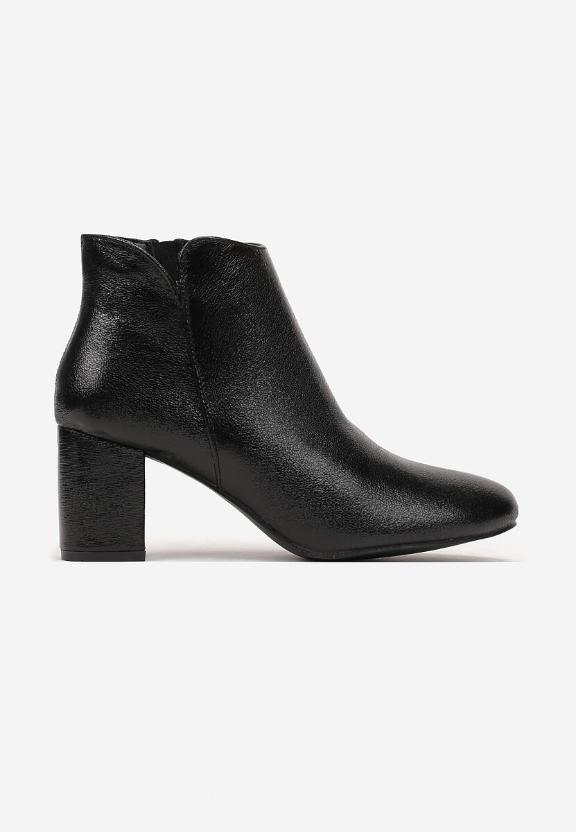 Czarne Metaliczne Botki na Niskim Słupku Serapana