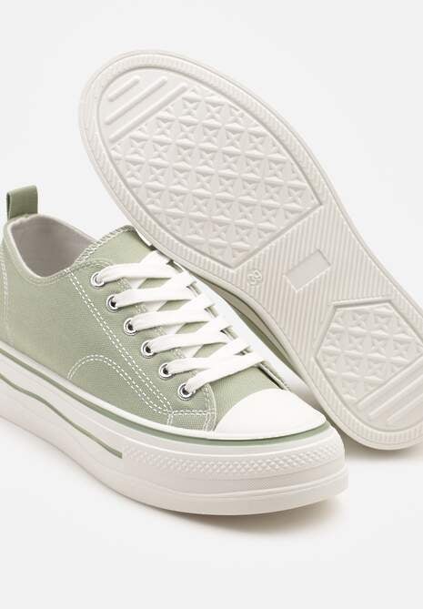 Jasnozielone Casualowe Trampki na Niskiej Platformie Natirinne