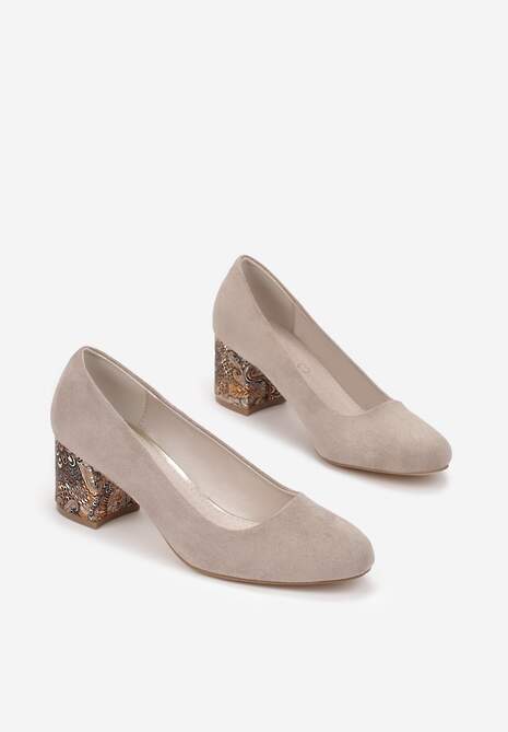 Ciemnobeżowe Czółenka Brille