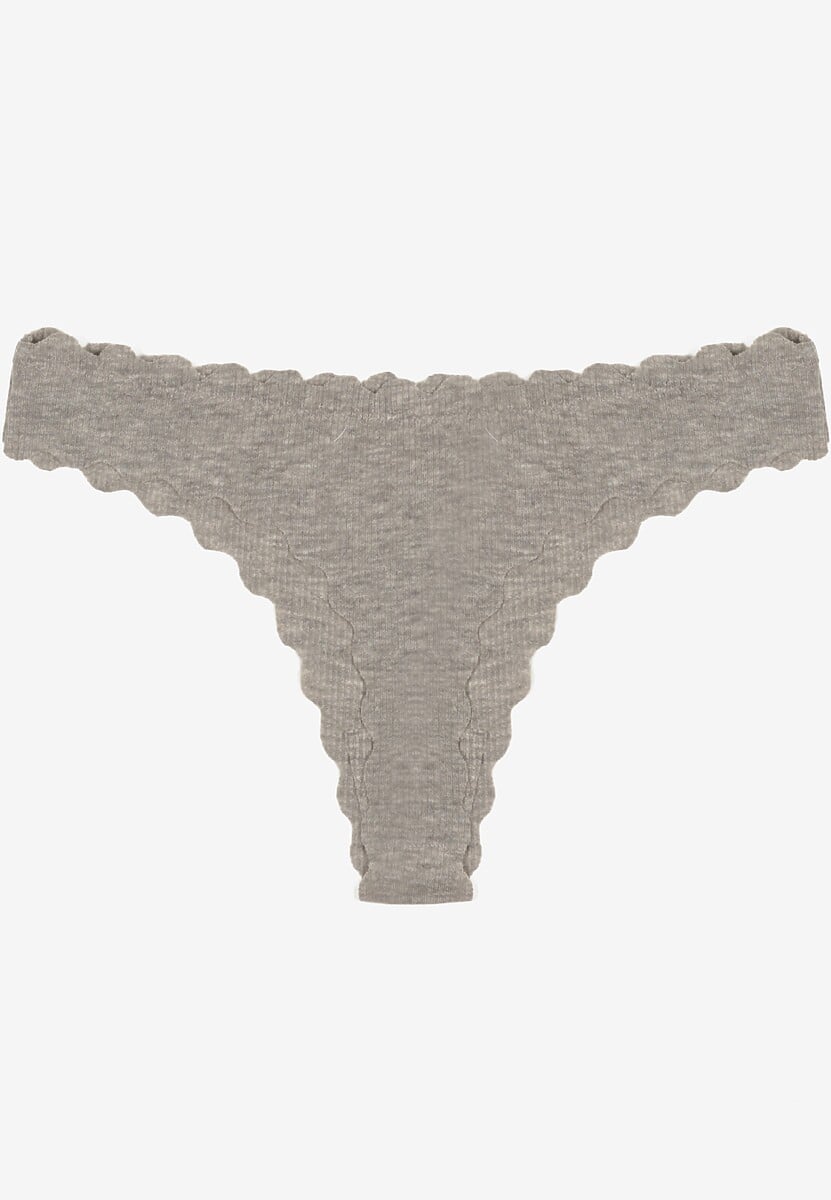 Szare Prążkowane Majtki Stringi z Bawełny Ilweda