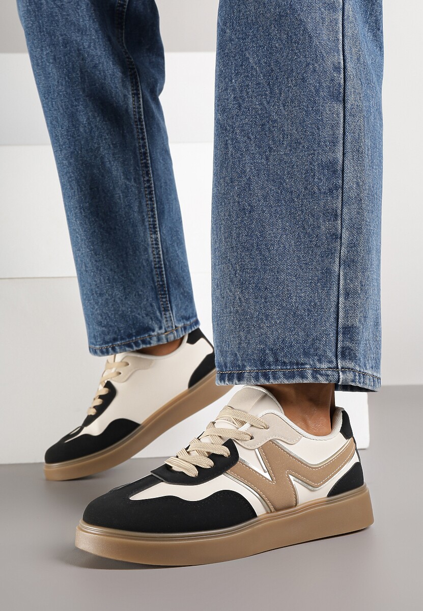 Czarne Sneakersy Ozdobione Geometrycznym Motywem Benike