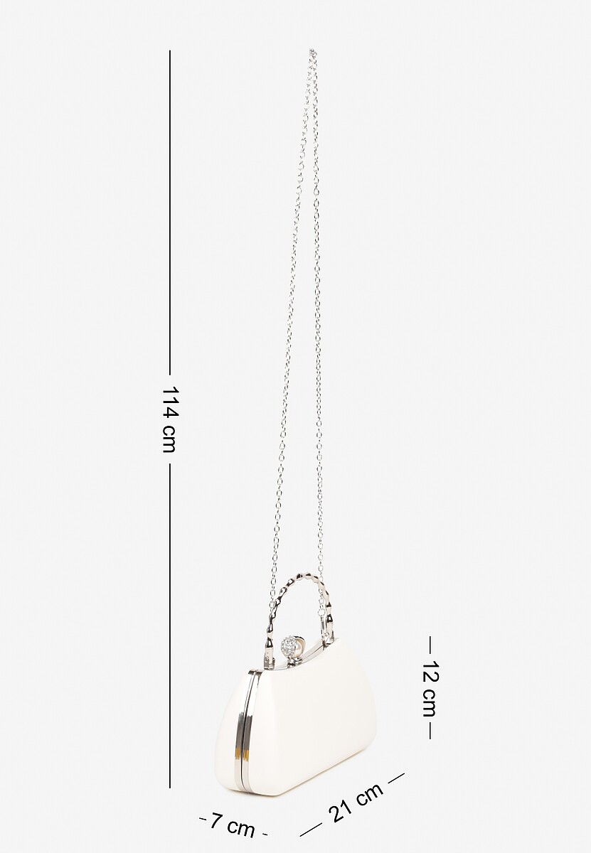 Biała Torebka Kopertówka Ozdobiona Perełką Fesaila