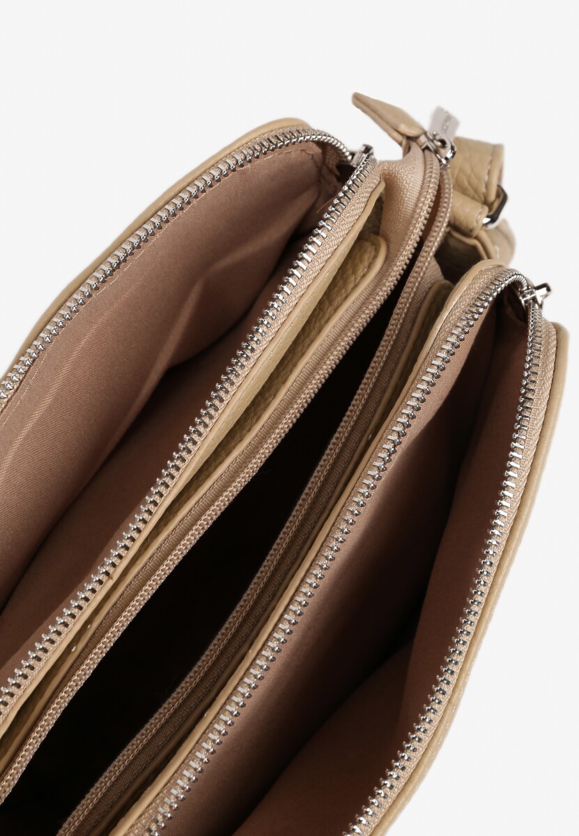 Beżowa Torebka Ozdobiona Metaliczną Aplikacją Tanarata