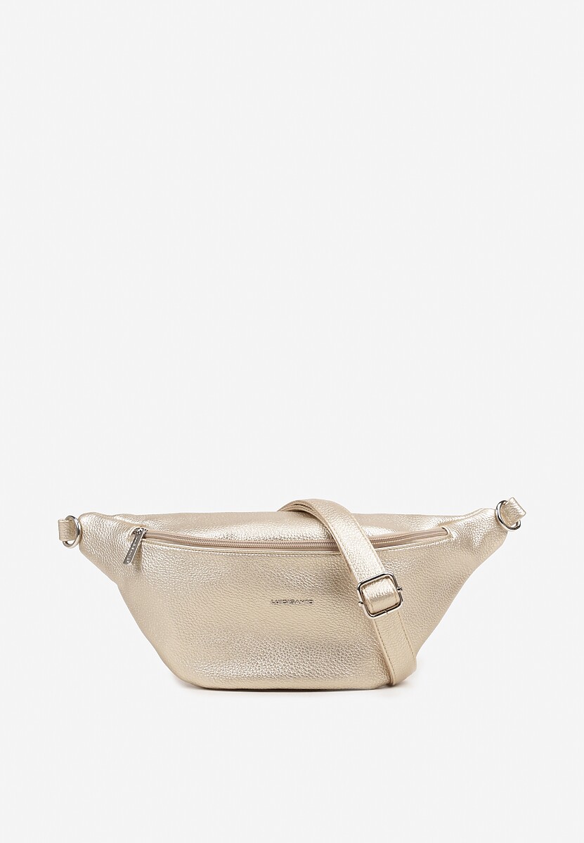 Jasnobeżowa Nerka ze Srebrnymi Detalami na Regulowanym Pasku Turessa