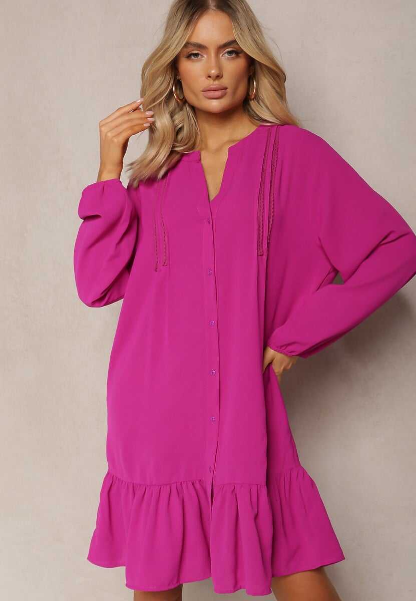 Fioletowa Koszulowa Sukienka Mini Galdra