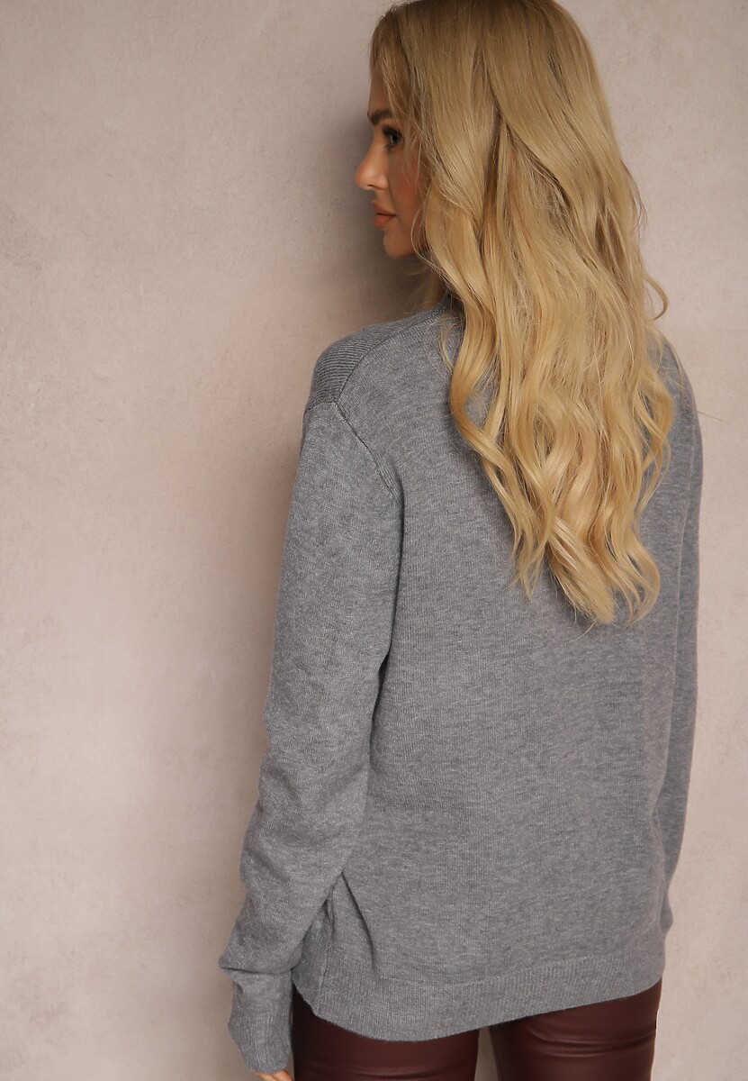 Szary Casualowy Golf z Dodatkiem Bawełny i Wiskozy Lerinae