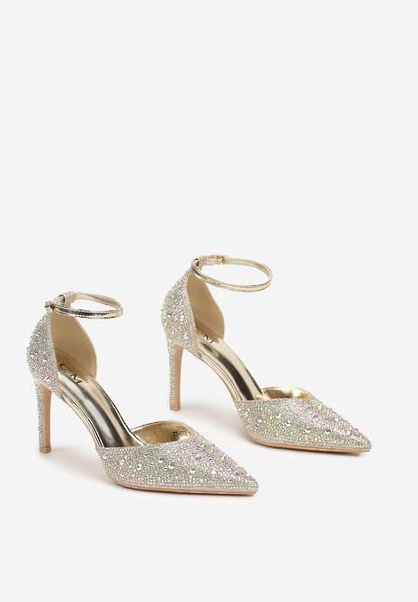 Złote Błyszczące Szpilki Wysadzane Cyrkoniami Berivena