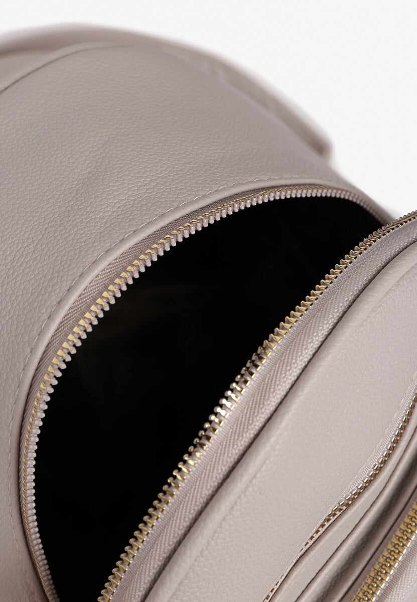 Szary Plecak na Suwak Wykończony Regulowanymi Odpinanymi Paskami Nelda