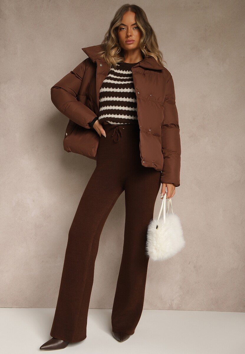 Brązowa Pikowana Kurtka na Napy Elriona