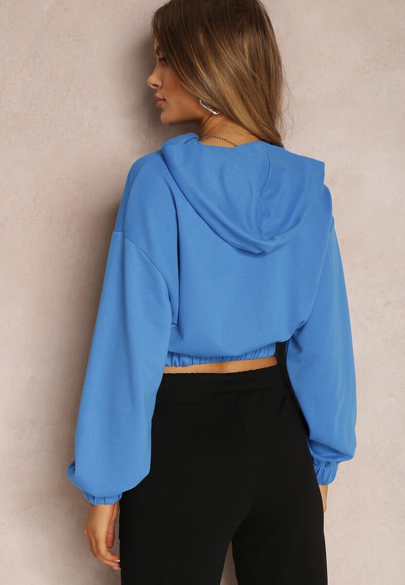 Niebieska Bluza Krótka z Kapturem Zulikha