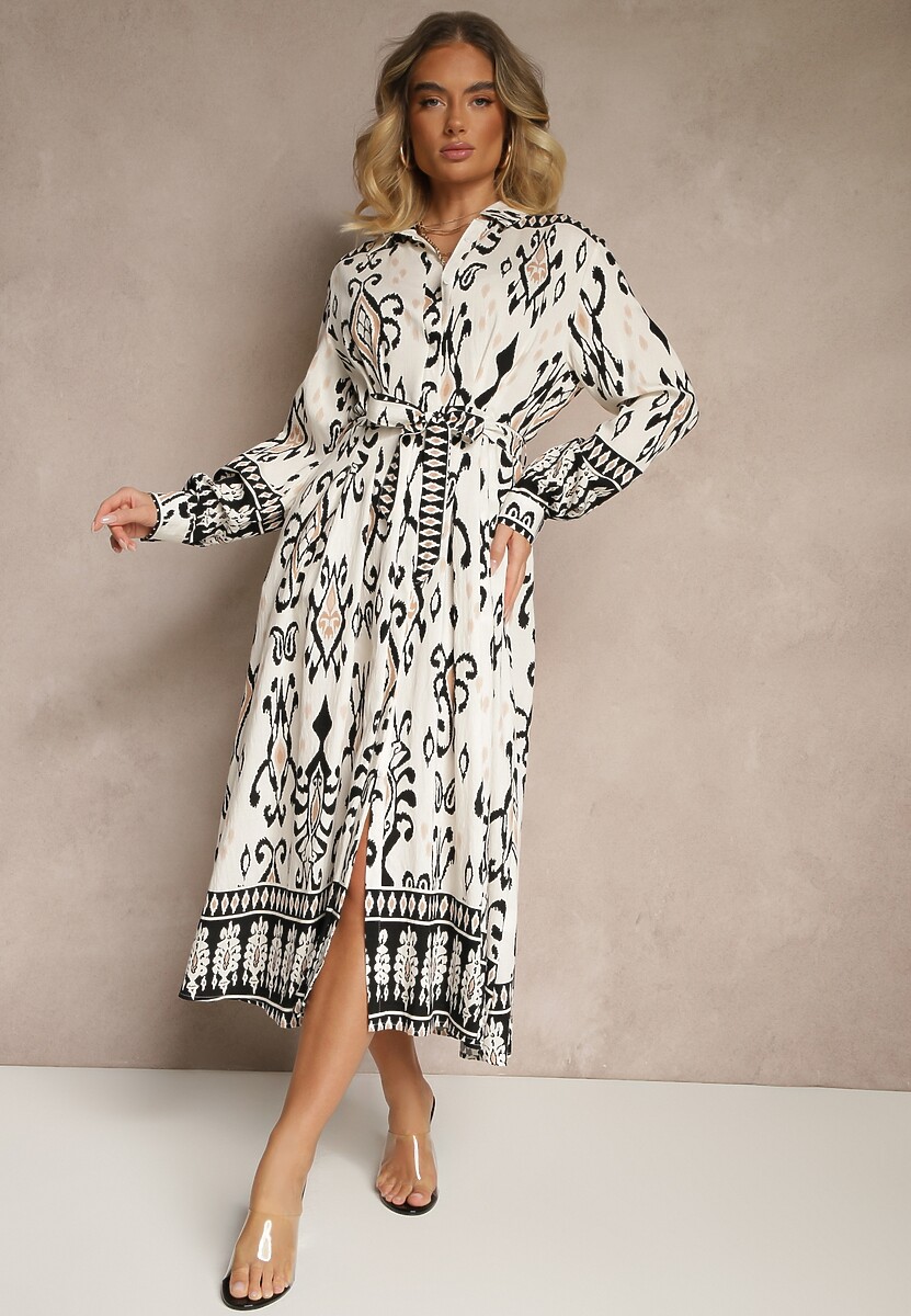 Czarna Koszulowa Sukienka z Wiskozy Ozdobiona Paskiem Divaneia