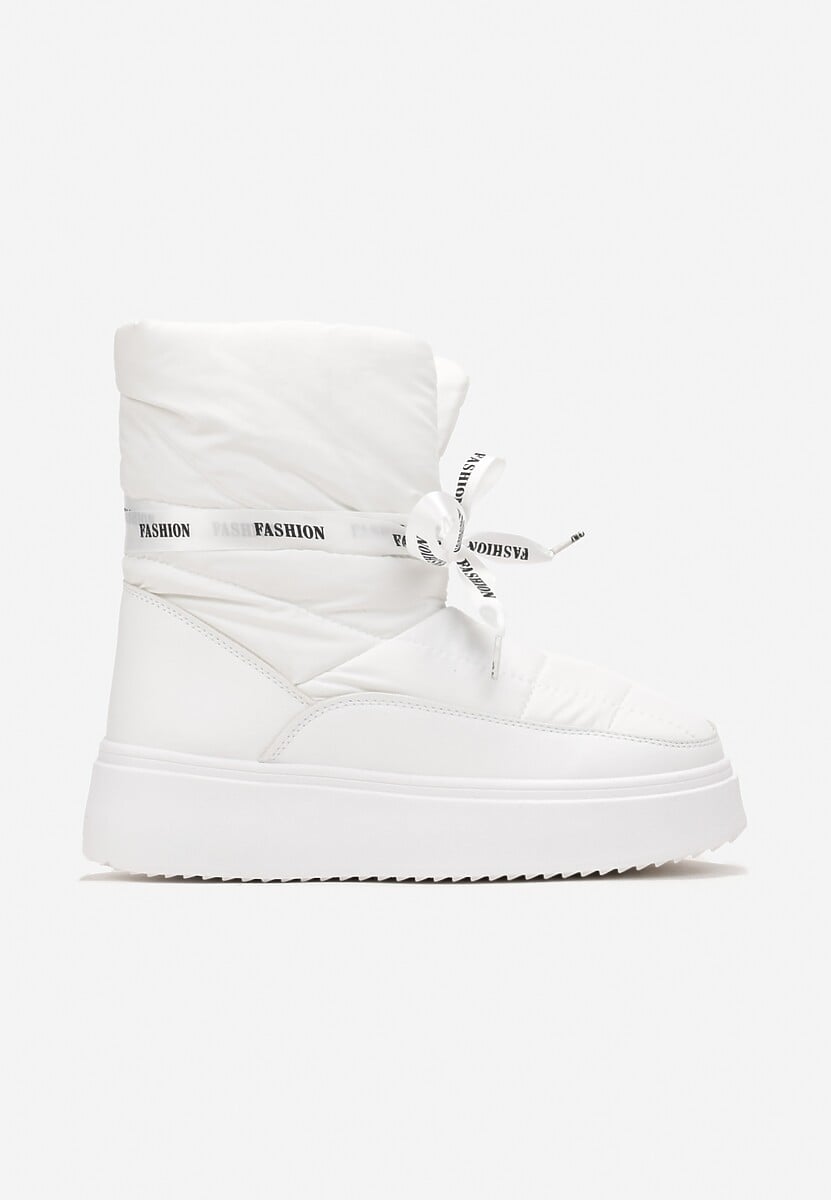 Białe Śniegowce z Ozdobną Wstążką Wokół Kostki Rohessi