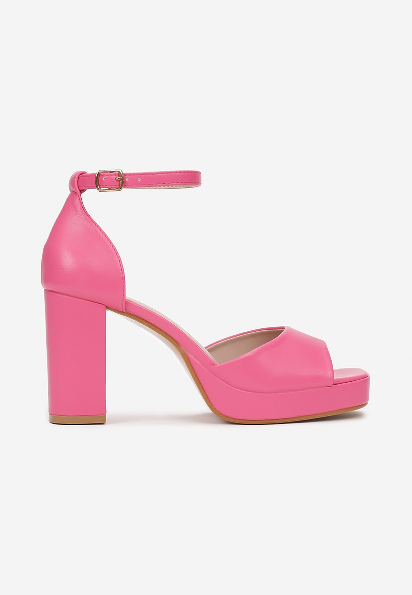 Fuksjowe Sandały na Wysokim Słupku ze Sprzączką Imara