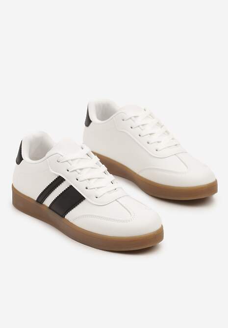 Białe Sneakersy Typu Tenisówki Ozdobione Paskami Amolana