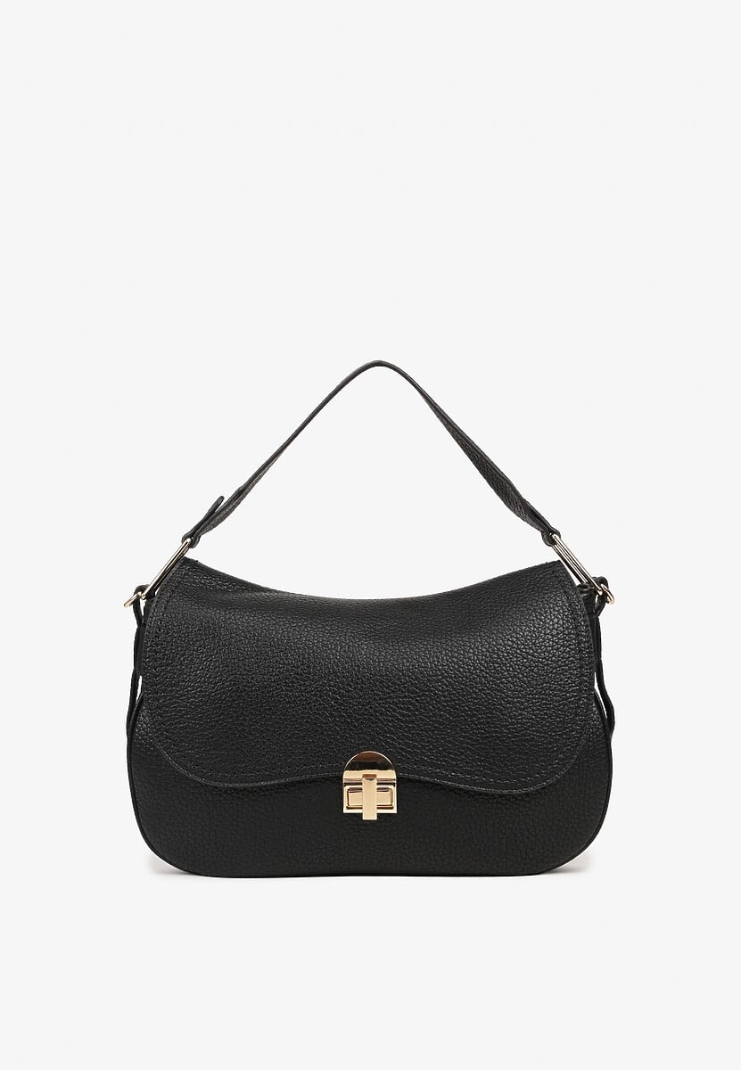 Czarna Torebka na Ramię Typu Listonoszka z Ozdobą Nerriva