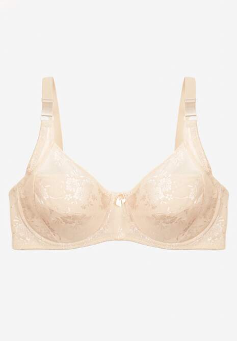 Jasnobeżowy Biustonosz z Koronki Full Cup z Regulowanymi Ramiączkami Dimela