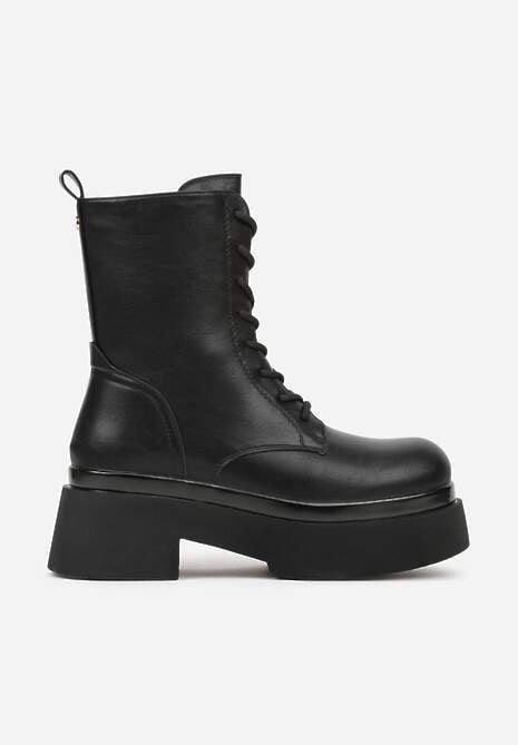 Czarne Botki Workery na Platformie Tusella