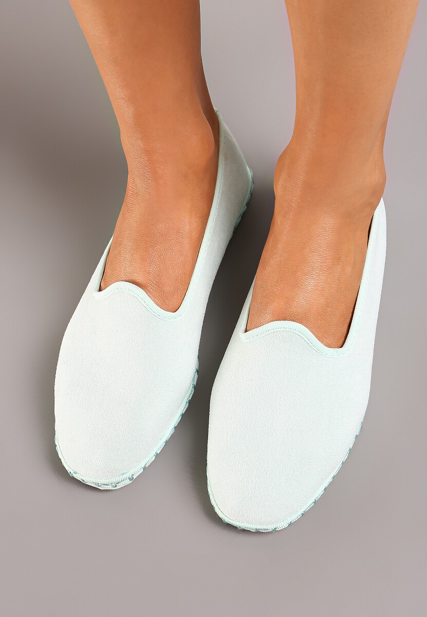 Zielone Płaskie Balerinki z Okrągłym Noskiem z Ekozamszu Klenori