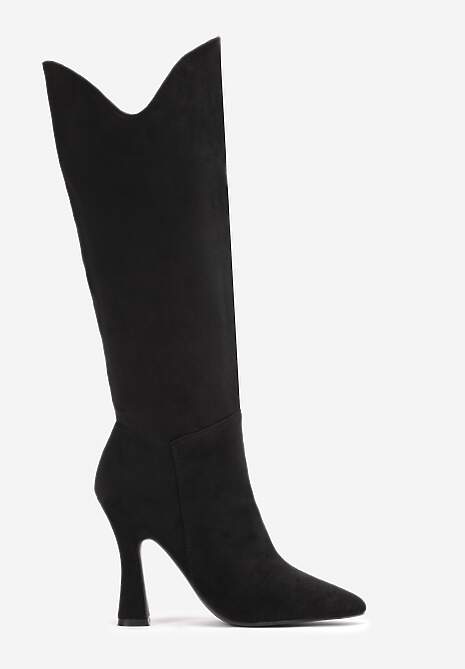 Czarne Kozaki na Stożku ze Szpiczastym Noskiem Agnesita